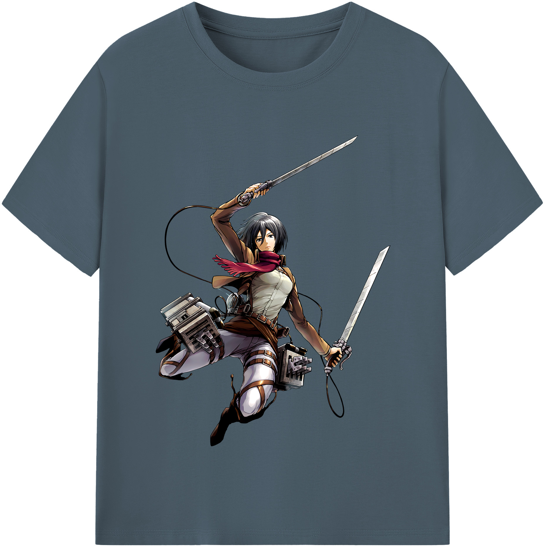 （画像用） 進撃の巨人 ミカサ·アッカーマン Attack on Titan Mikasa Ackerman 綿100％半袖Tシャツ（フロントプリント）